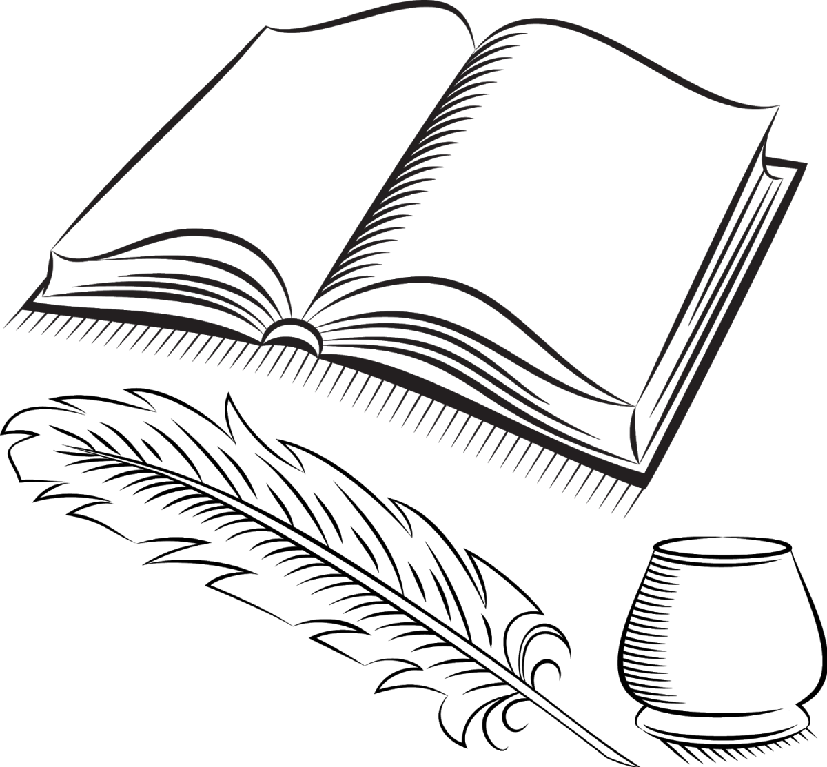 Книга с пером раскраска