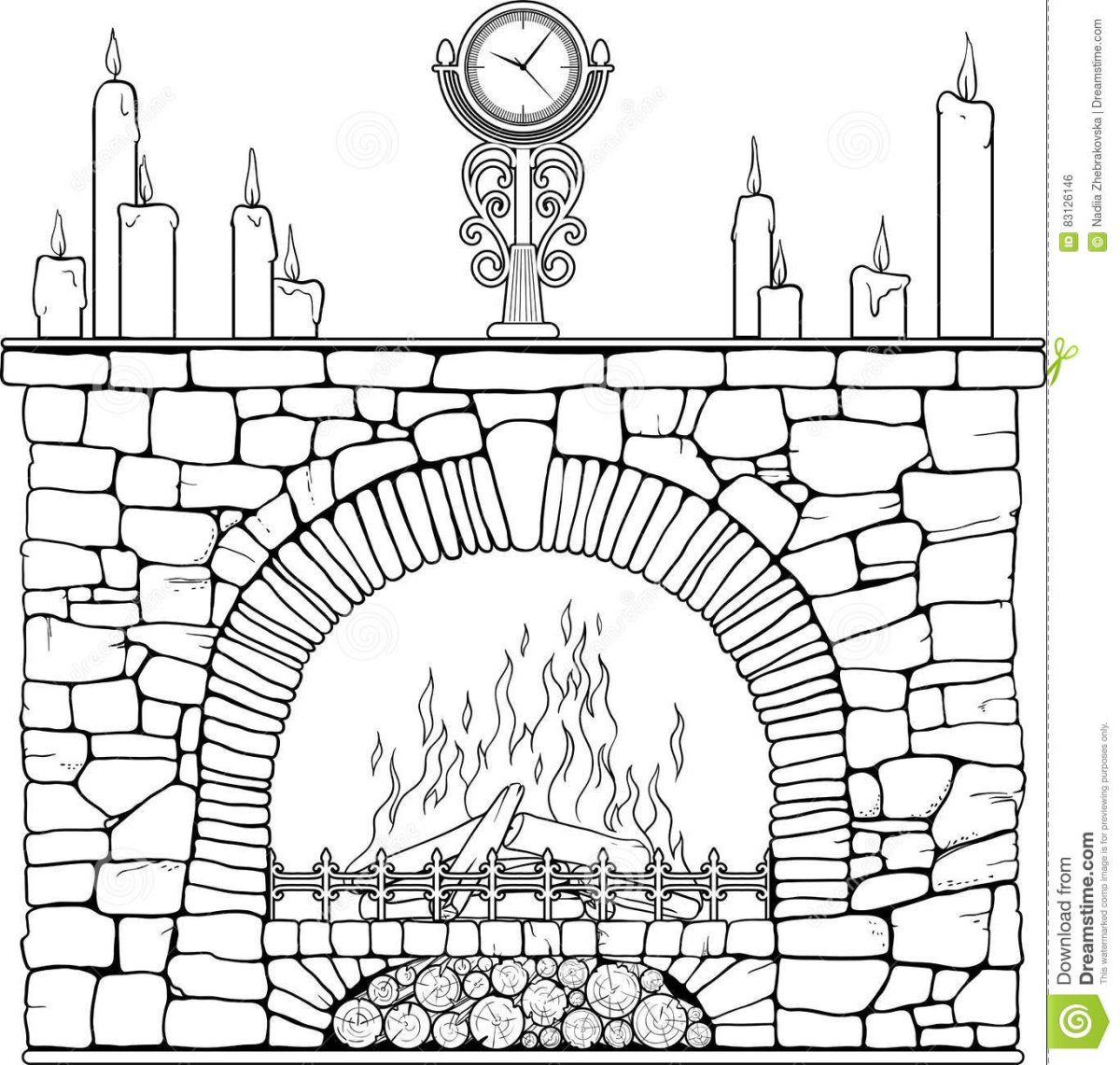 Камин раскраска