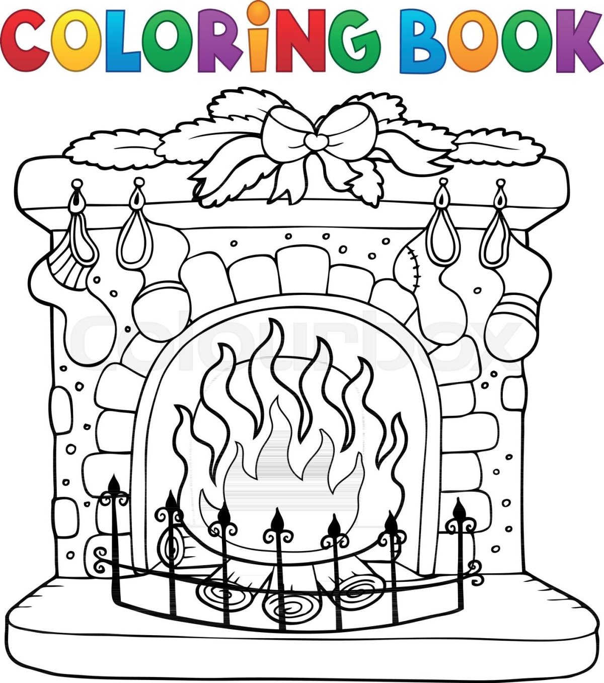Раскраска камин с огнем