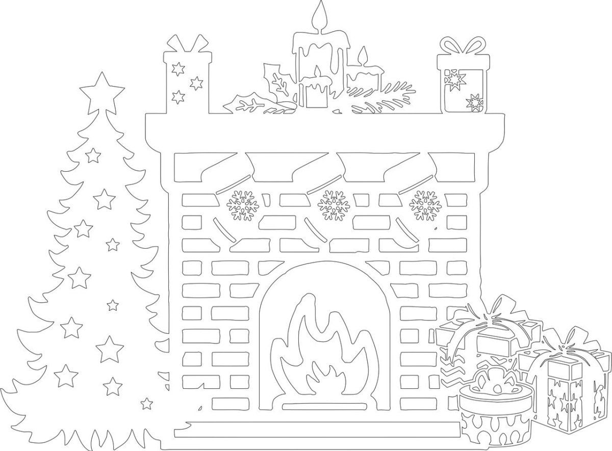 Камин раскраска для детей