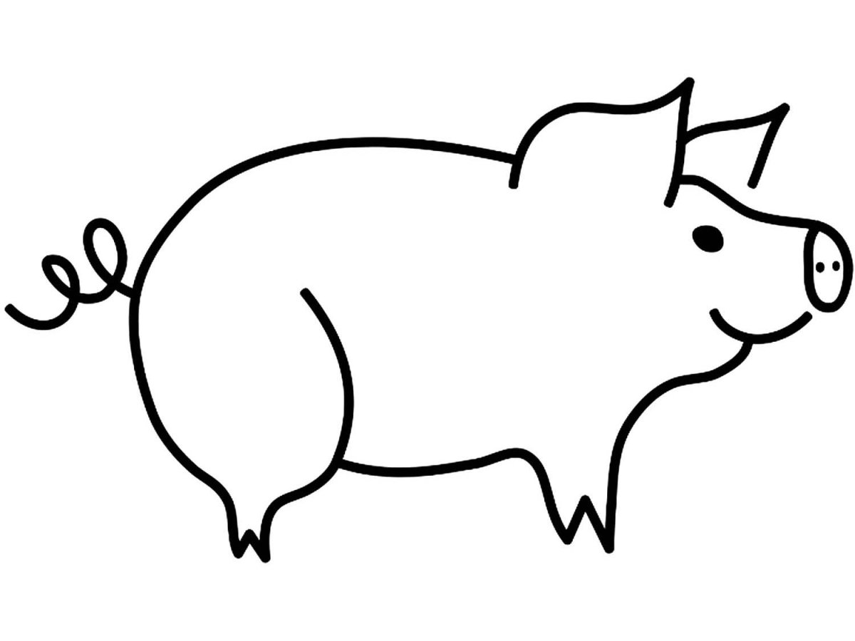 Свинья трафарет на окно