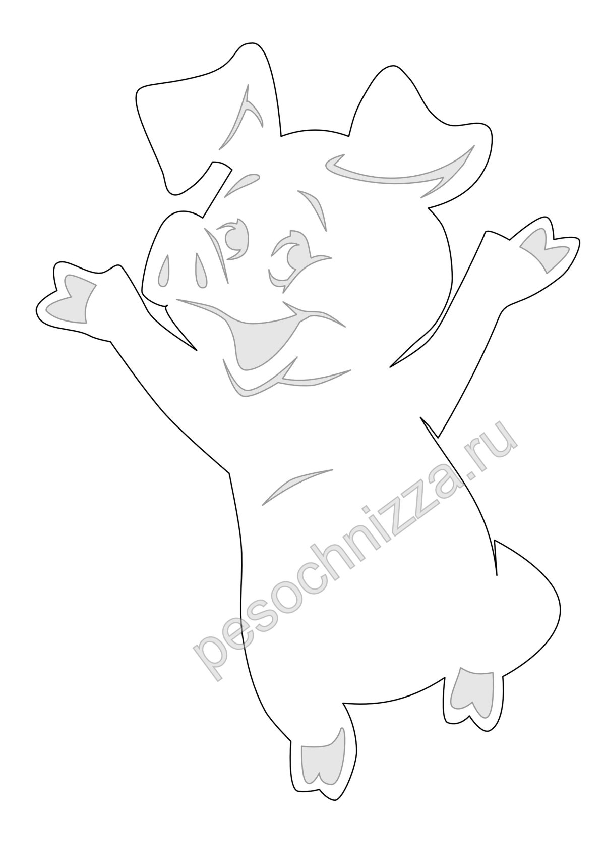 Линейный силуэт свиньи