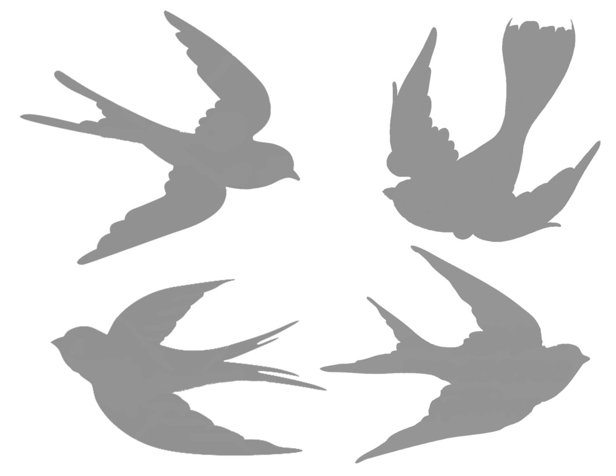 Трафарет ласточки для декора