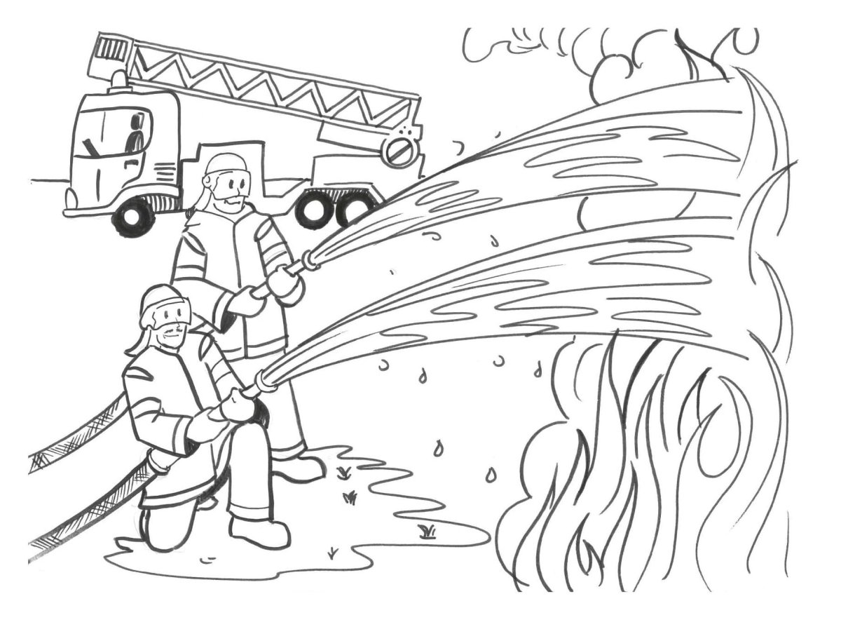 Раскраска пожарный для детей