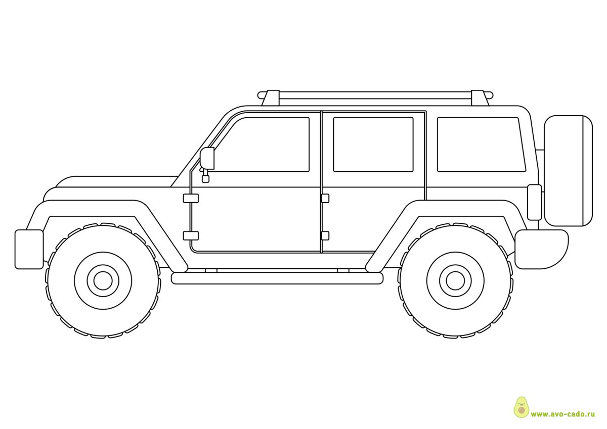 Машинка джип трафарет