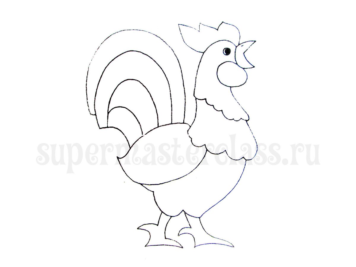Силуэт петуха для вырезания