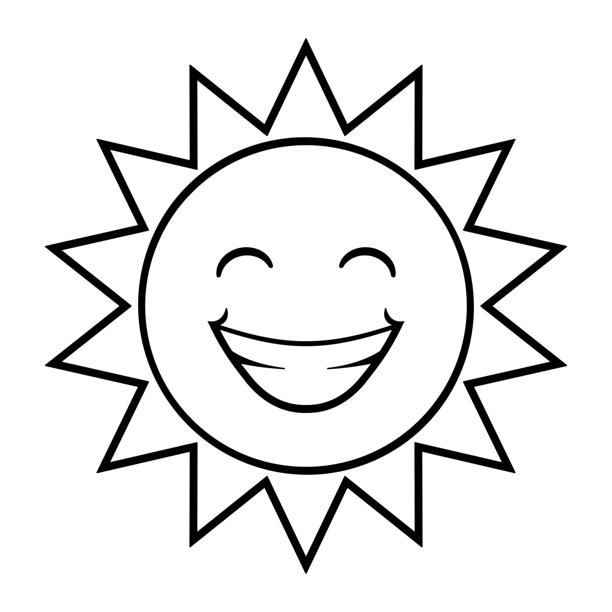Улыбающееся солнце черно белое