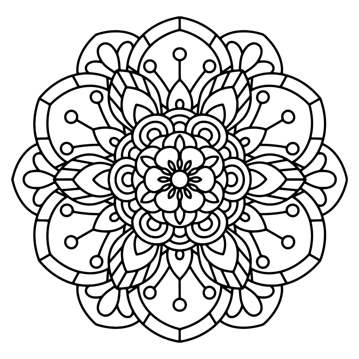 Цветочный орнамент в круге простой