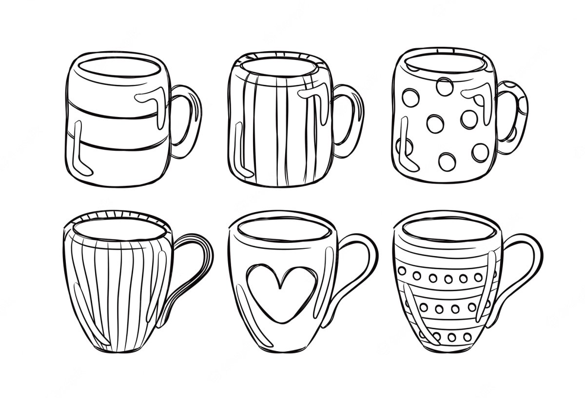 Чашка с геометрическим орнаментом раскраска