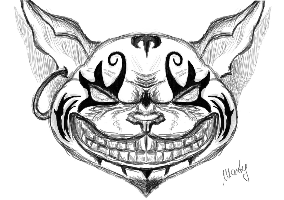 Чеширский кот из Алисы в стране чудес эскиз