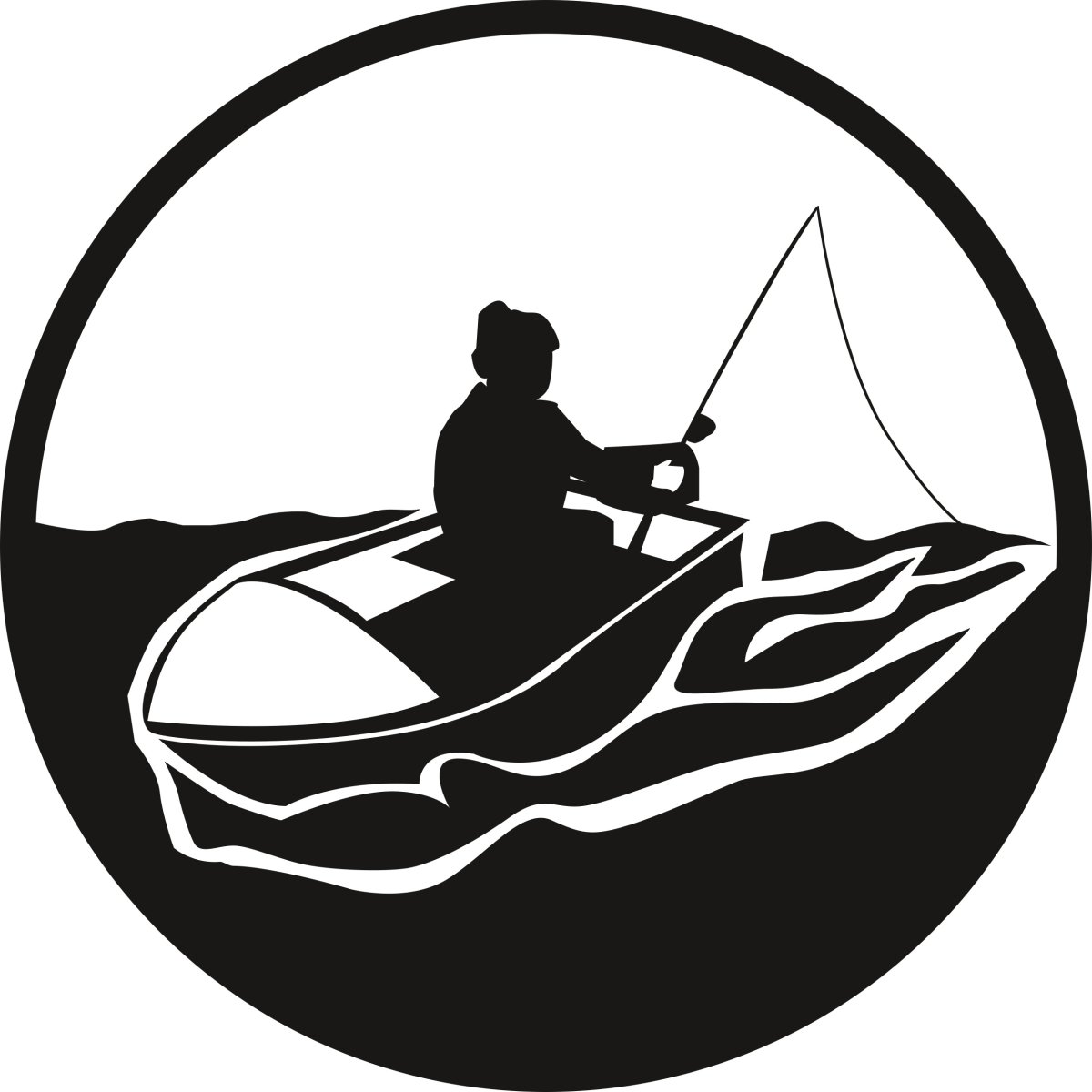 Трафарет рыбака с удочкой для вырезания