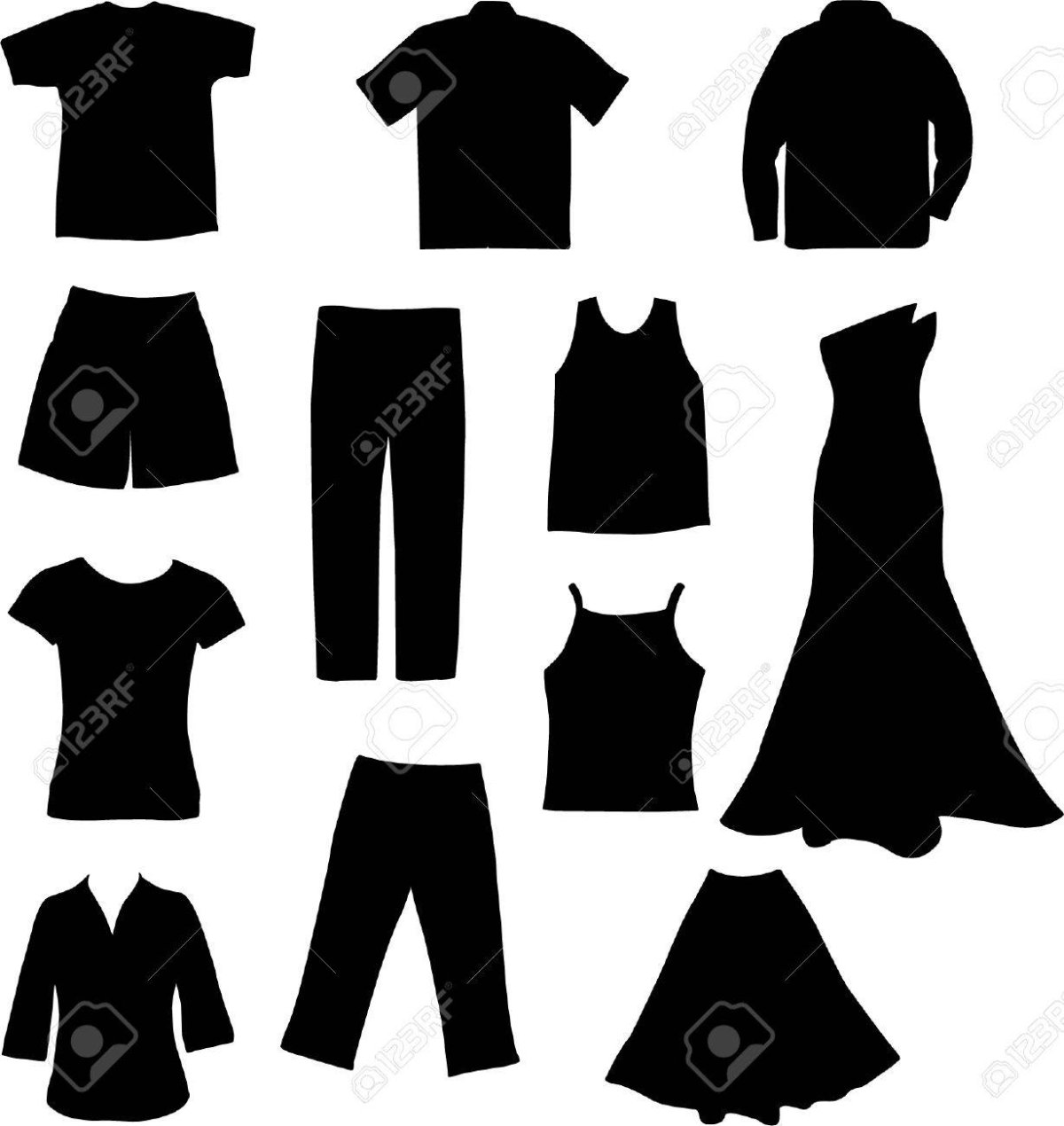 Силуэты одежды для вырезания