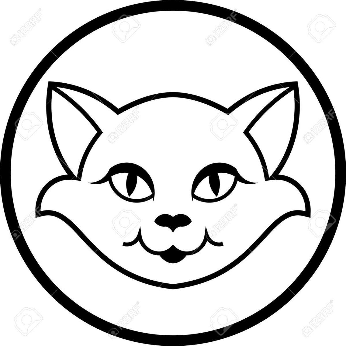 Кошка морда контурный рисунок