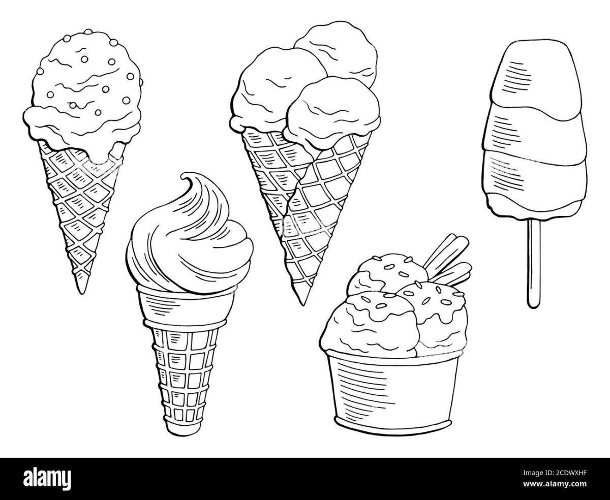 Мороженое раскраска для детей