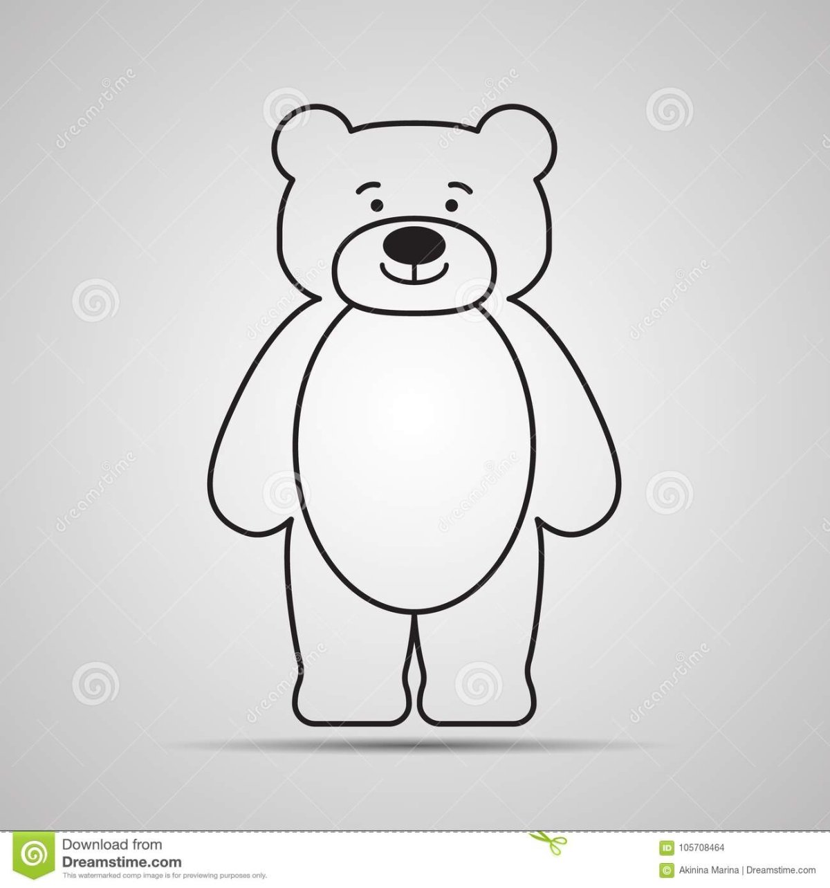 Контур медведя для рисования