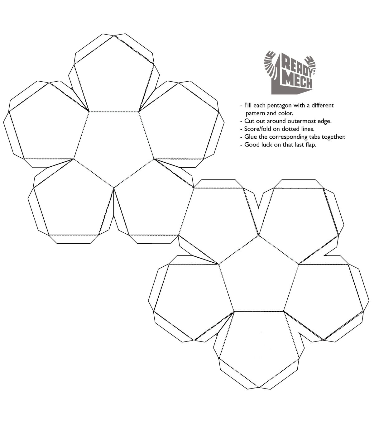 Додекаэдр схема для склеивания