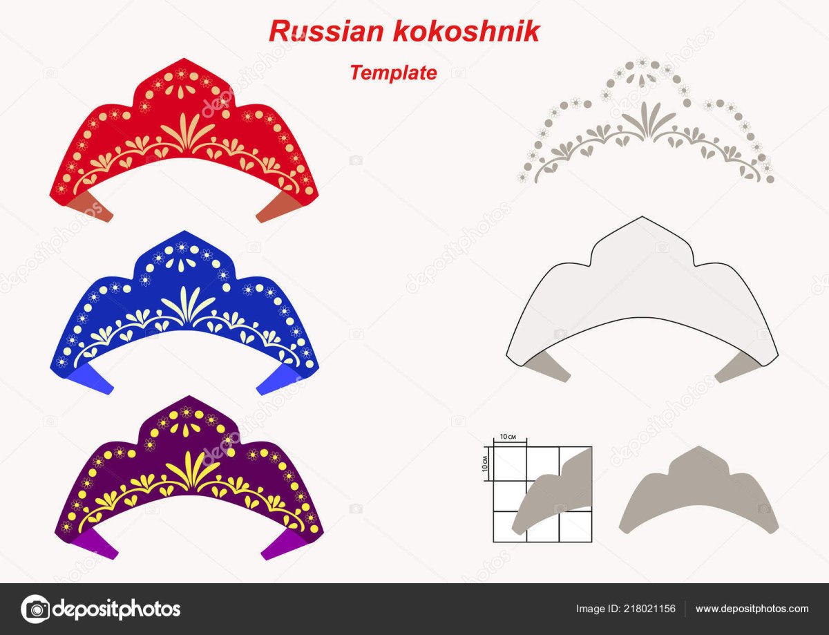 Головной убор Россия кокошник шаблон