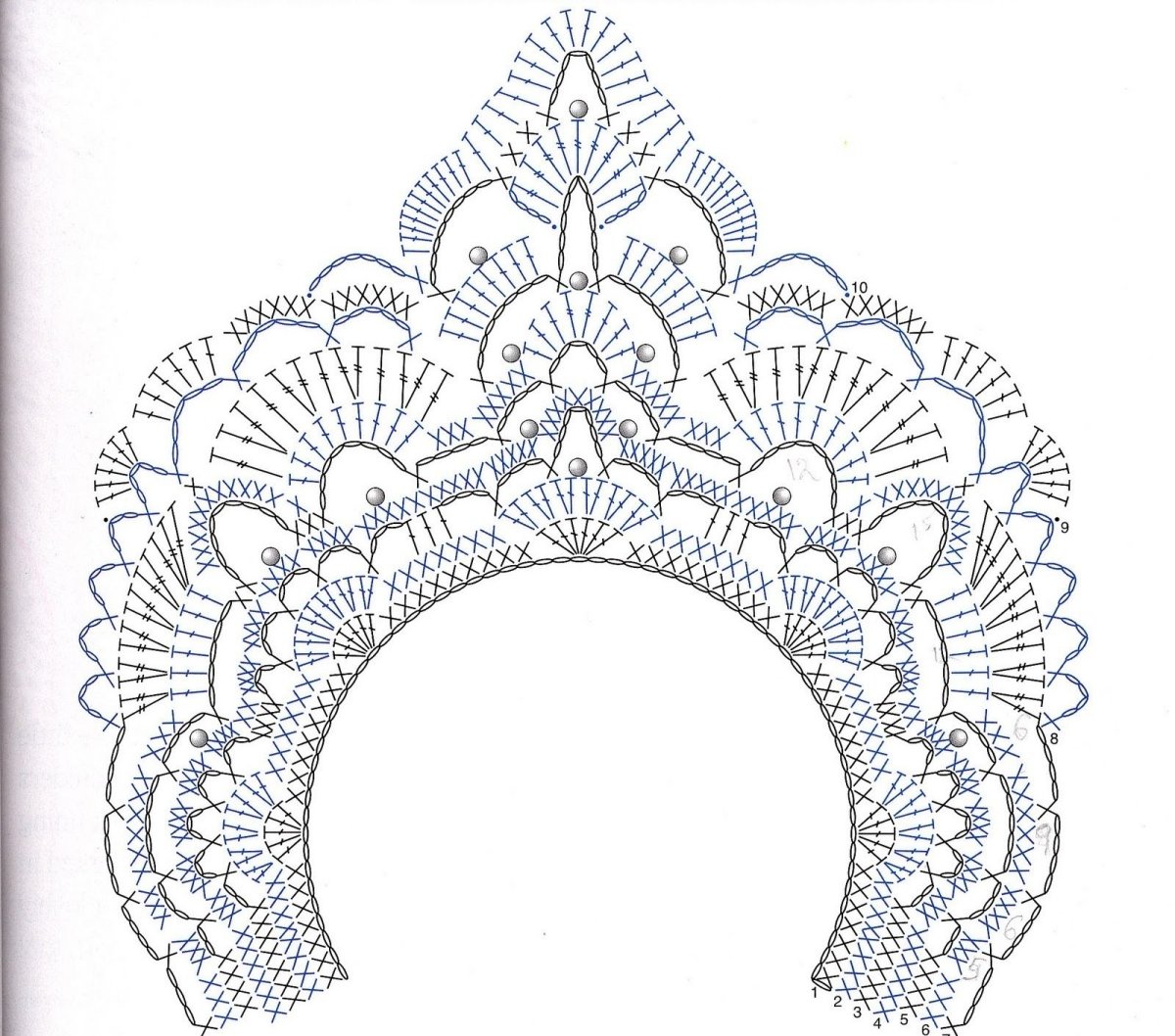 Корона кокошник крючком