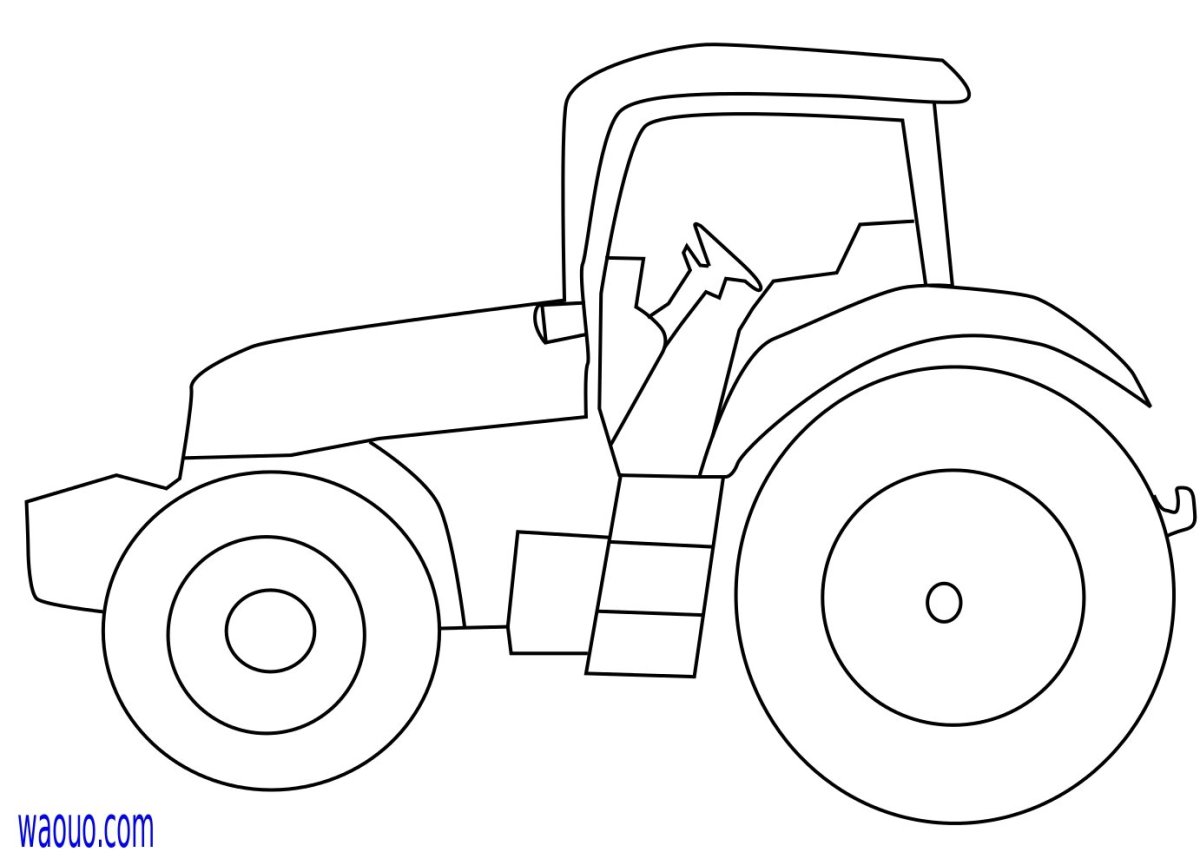 Синий трактор трафарет для раскрашивания