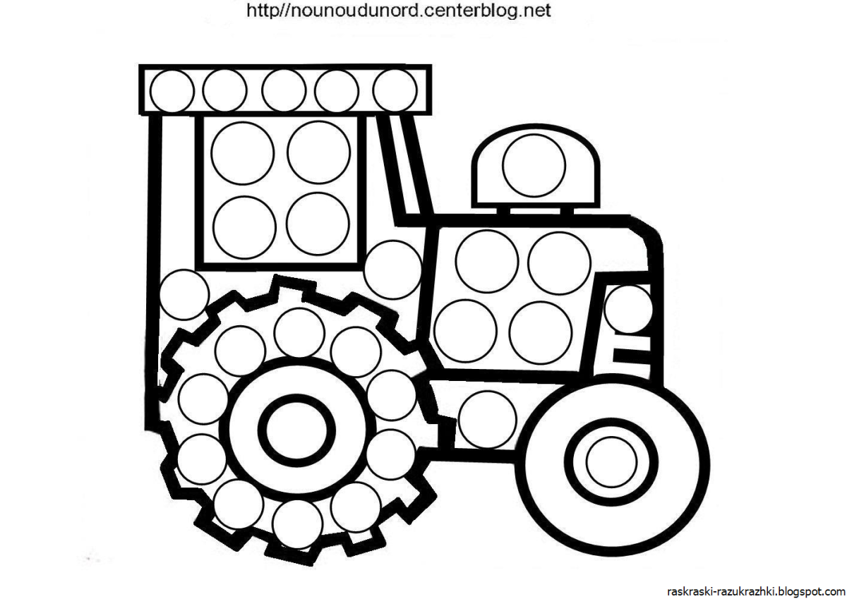 Обведи по точкам трактор