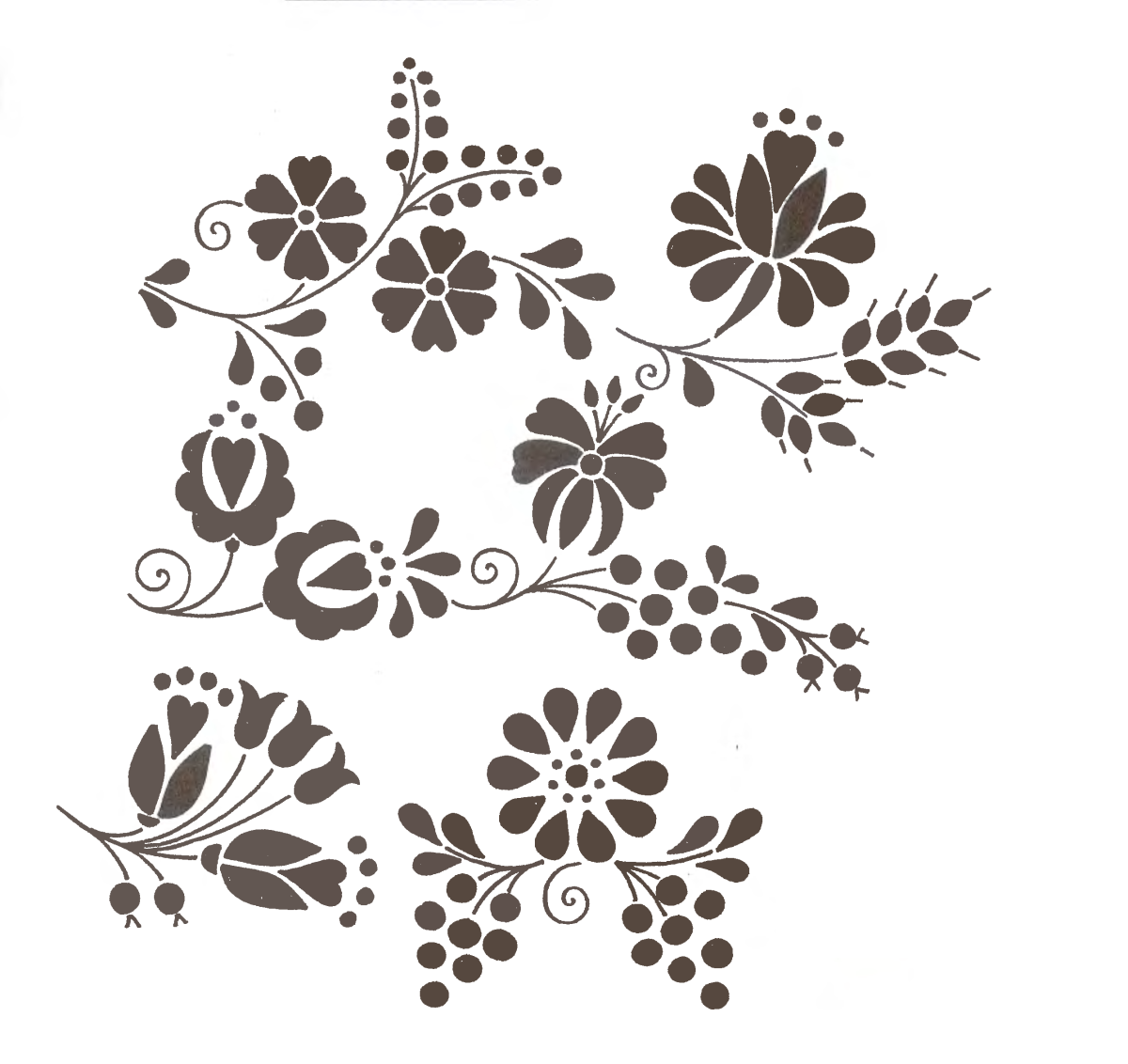 Цветочный орнамент трафарет