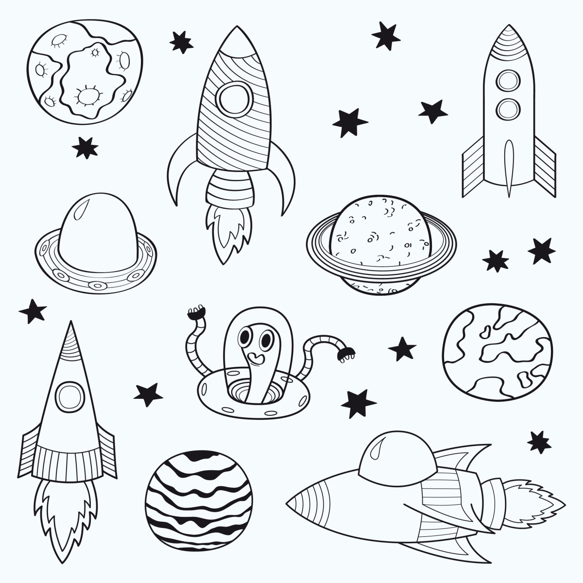Космические объекты раскраска