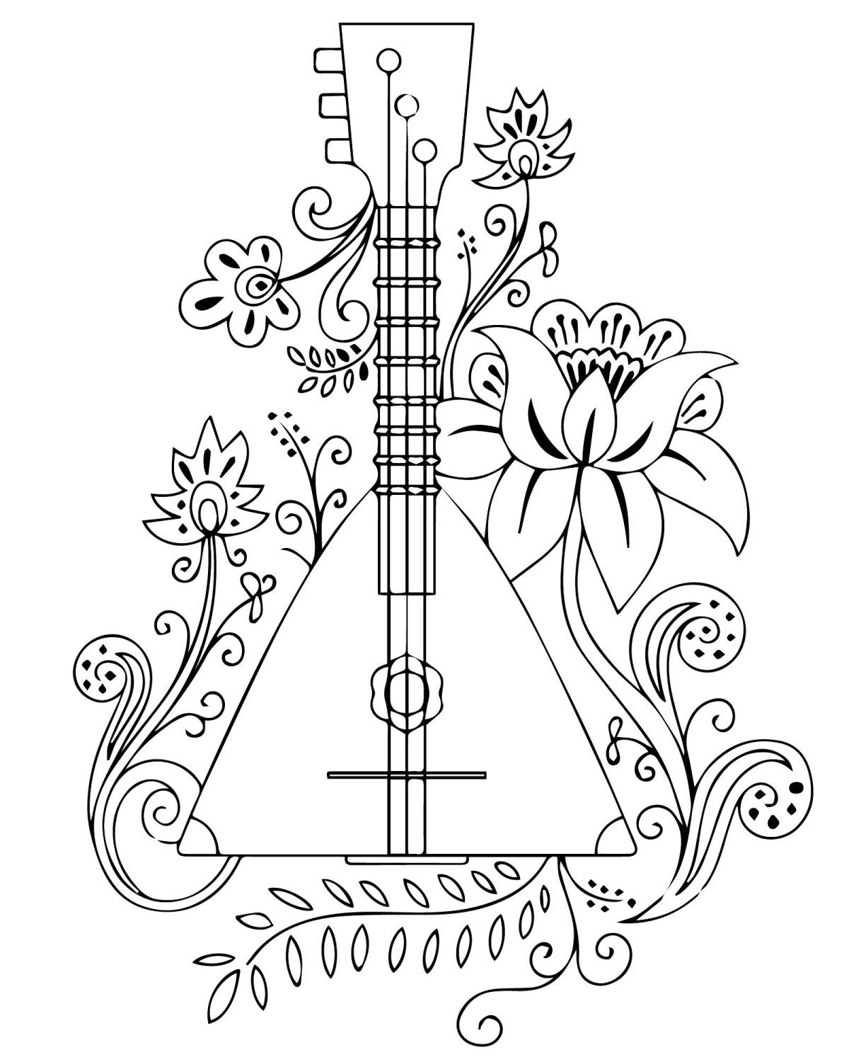 Русский народный инструмент балалайка раскраска