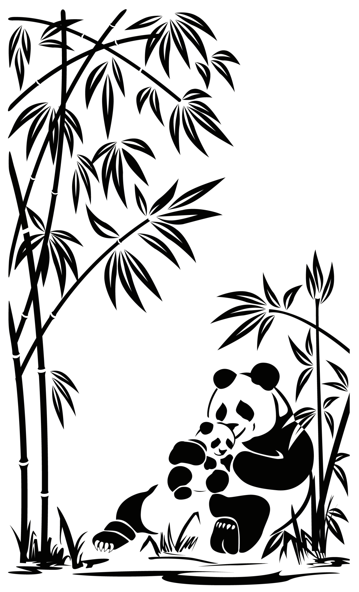 Наклейки черно белые Панда