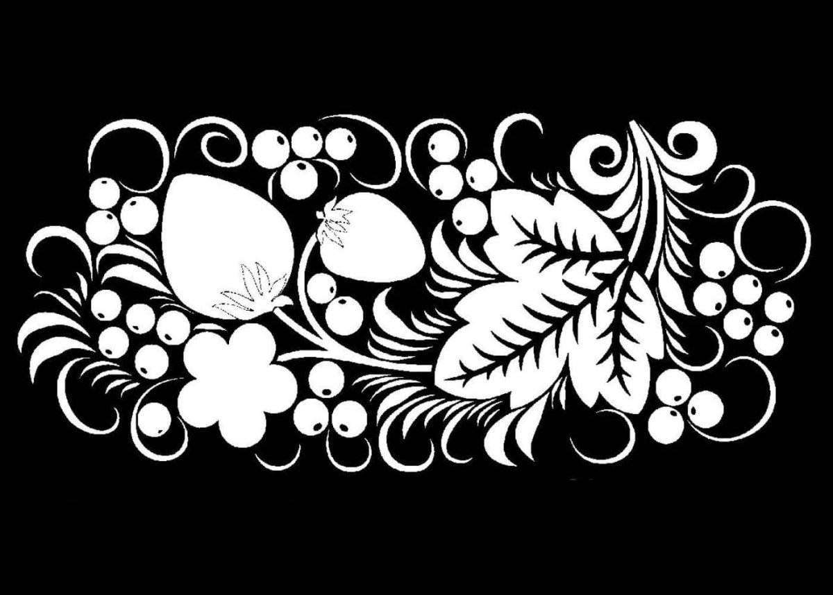 Узор травка в хохломе раскраска