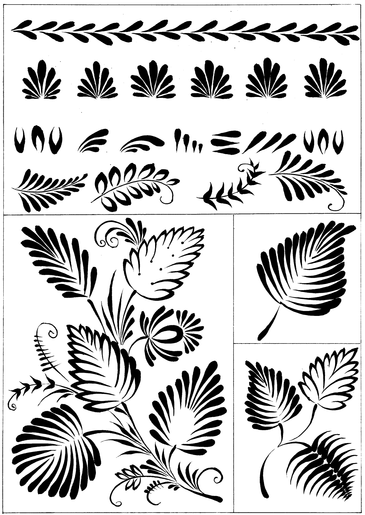 Орнамент хохломы в черном круге