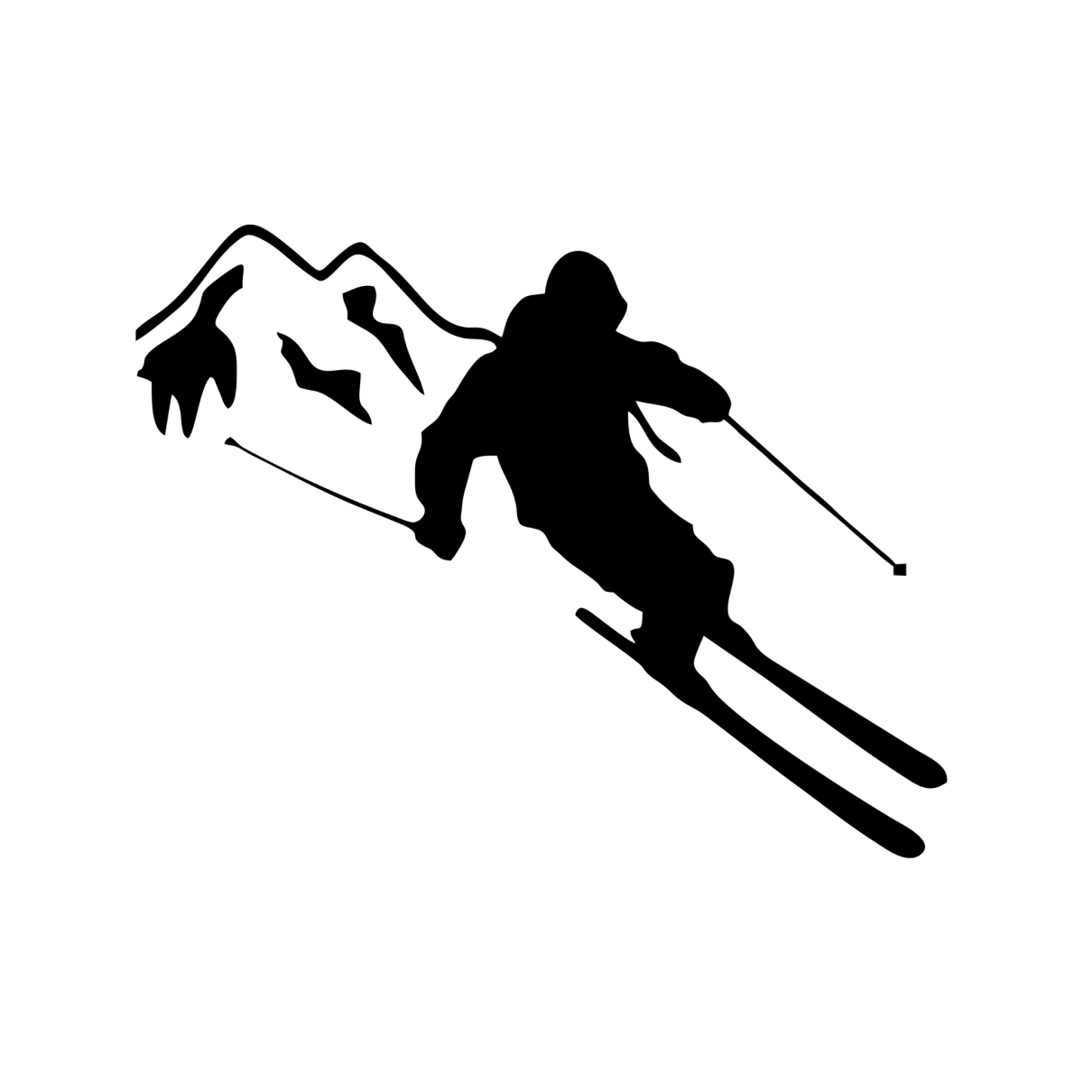 Силуэты спортсменов лыжи