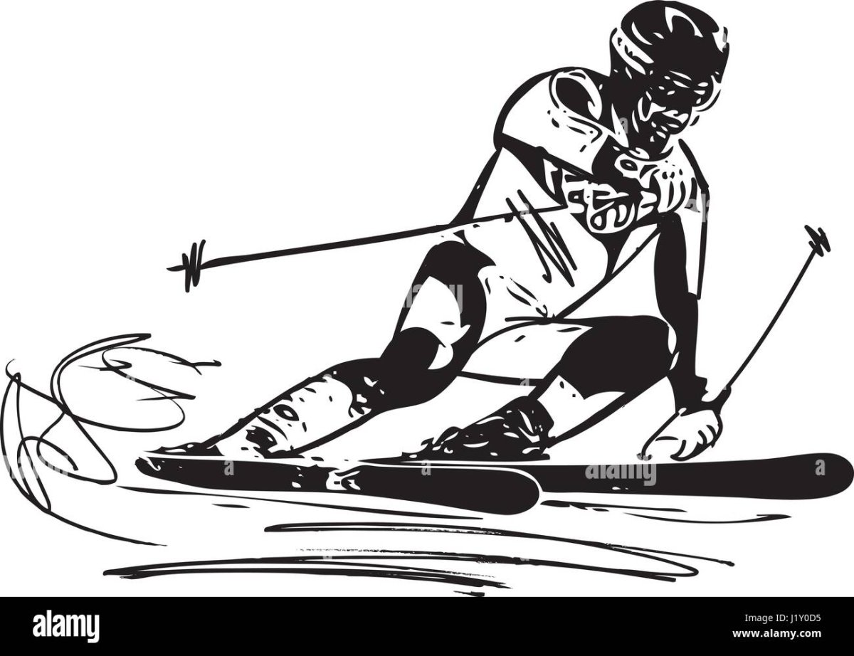 Лыжник на черном фоне