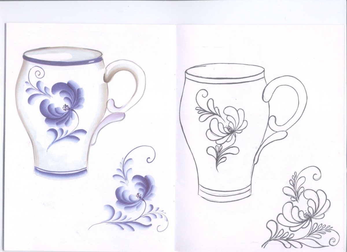 Рисование кокошник Гжель