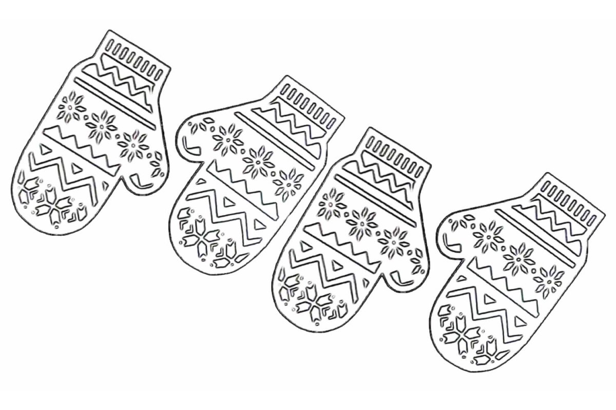 Трафареты на окна варежки