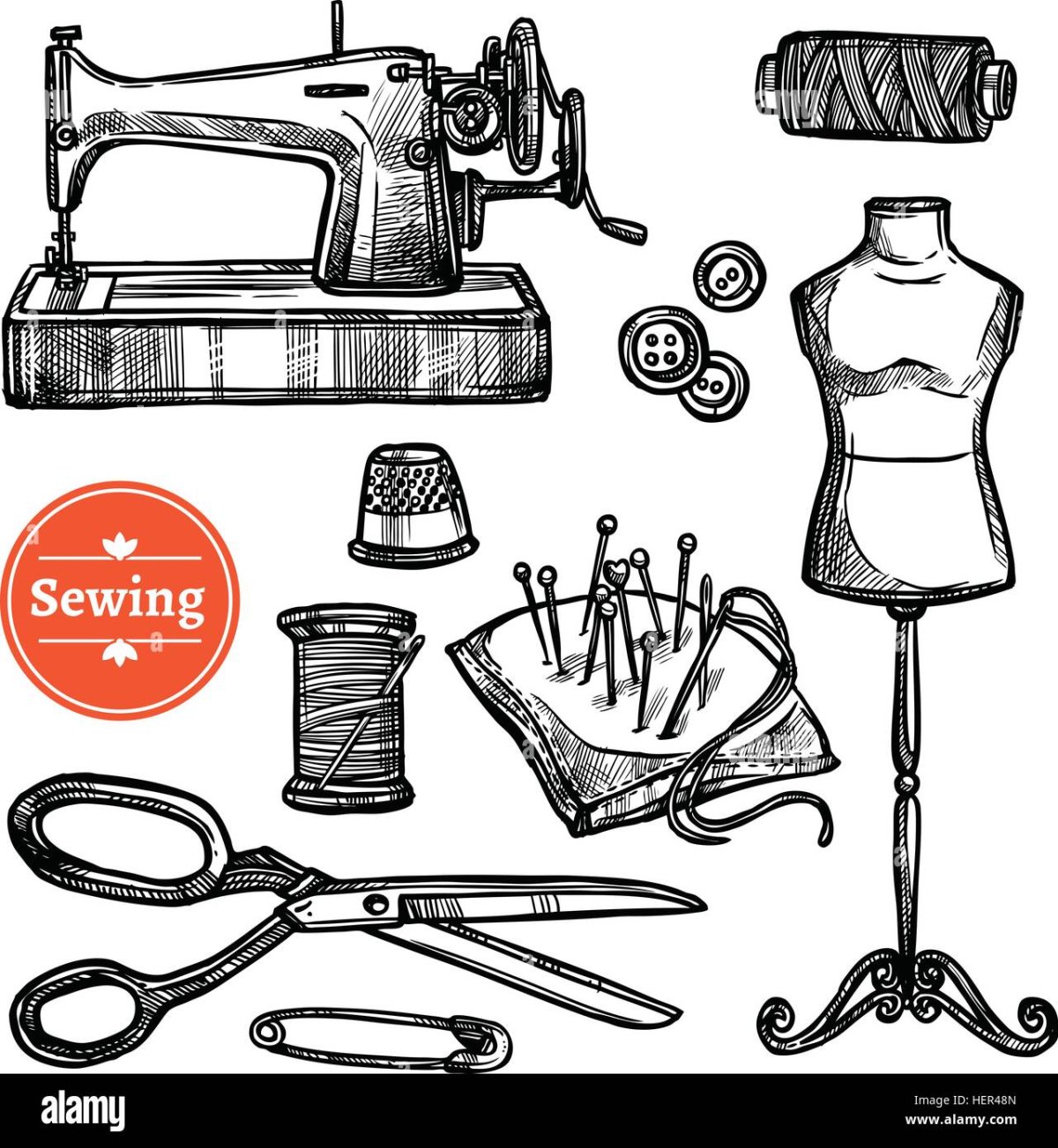 Эскизы швейных принадлежностей