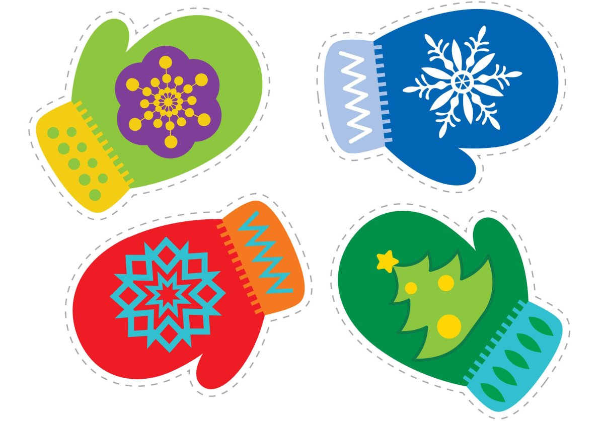 Рукавичка Деда Мороза трафарет а4