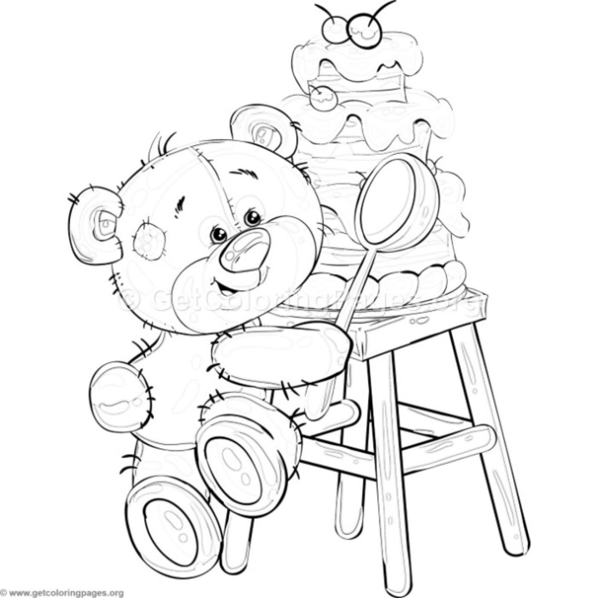 Белый мишка для срисовки