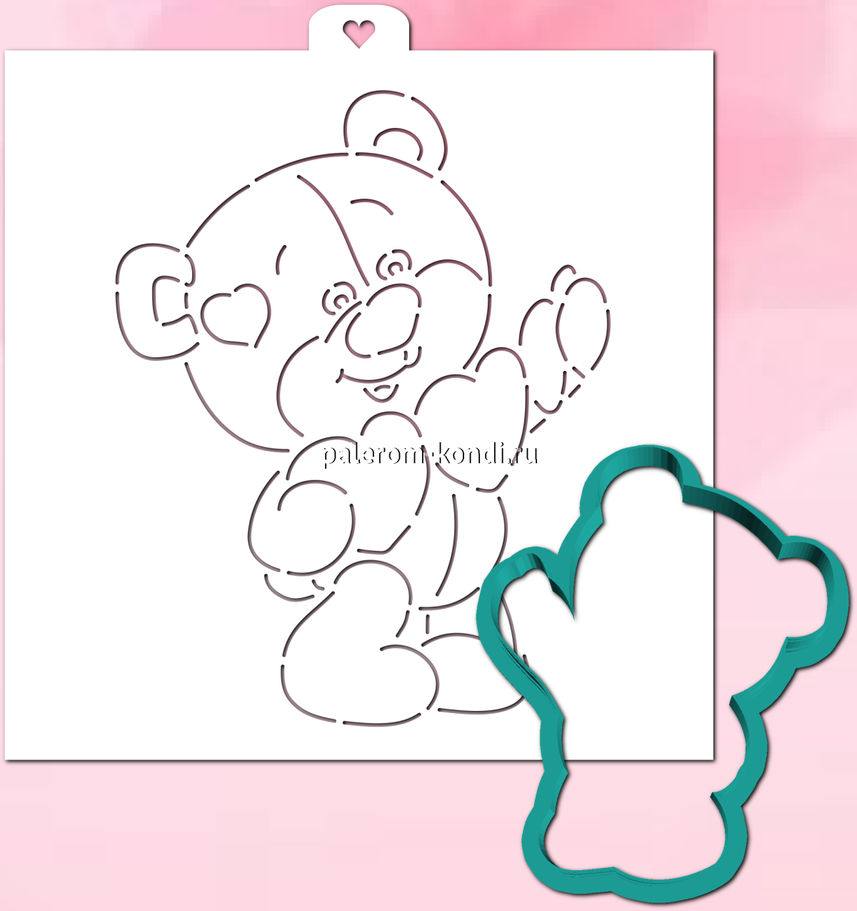 Трафарет мишка с цветами