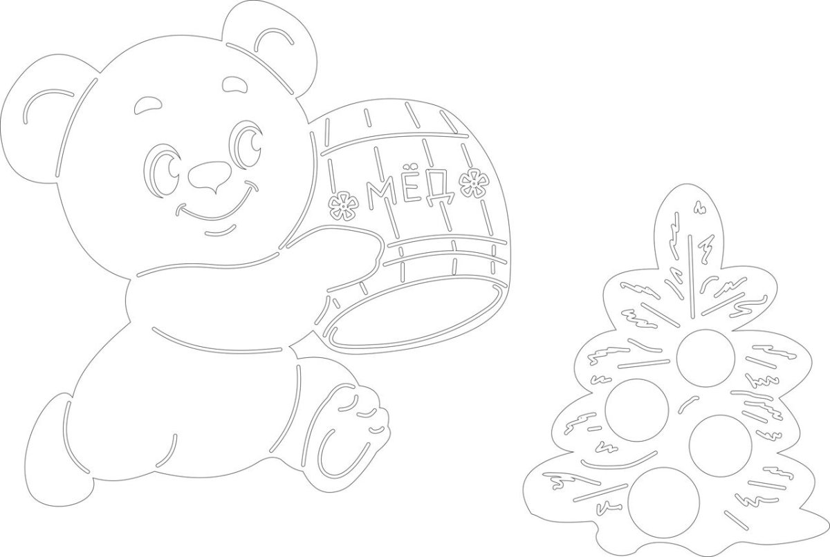 Медвежонок трафарет