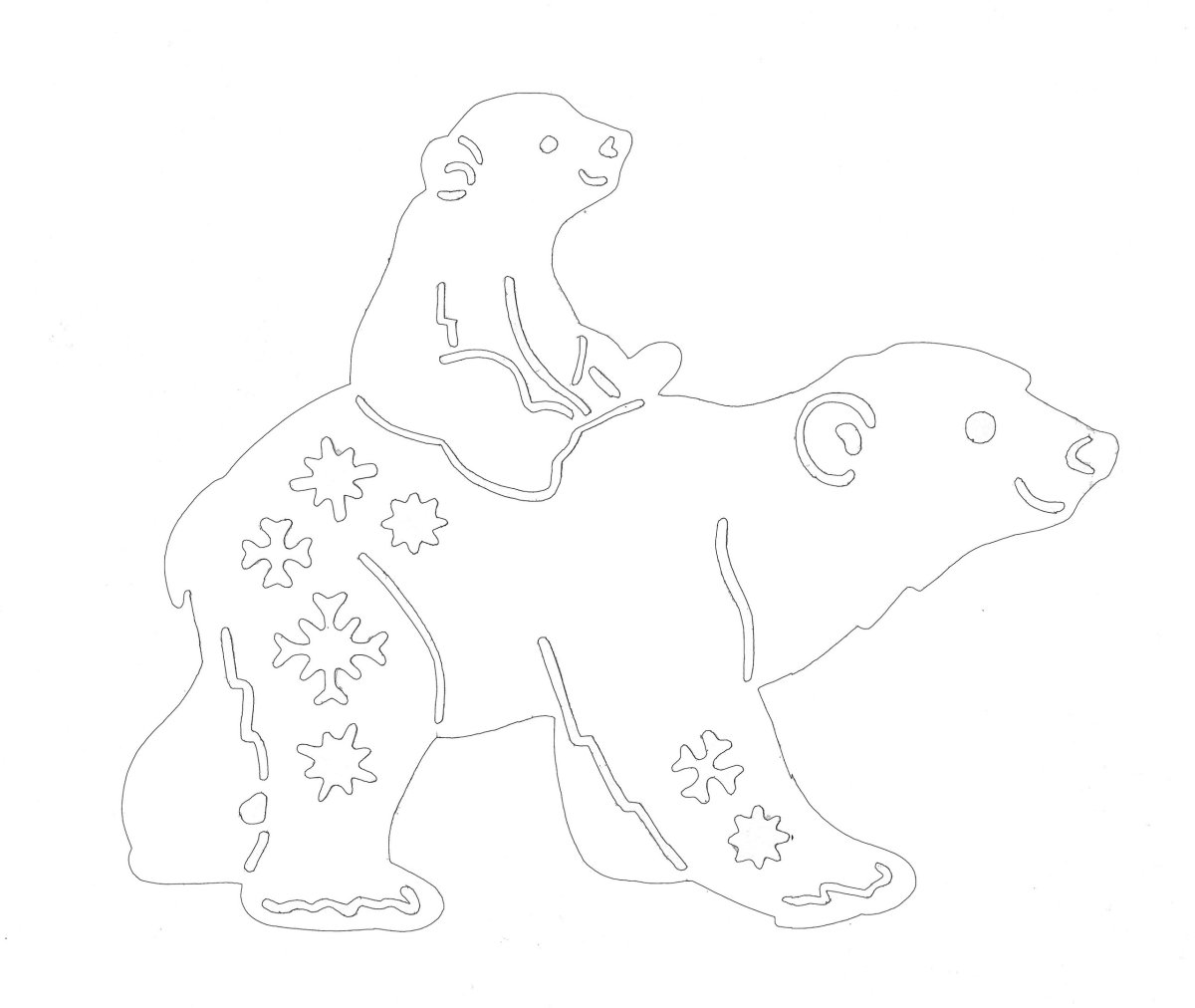 Мишка заглядывает в окно трафарет