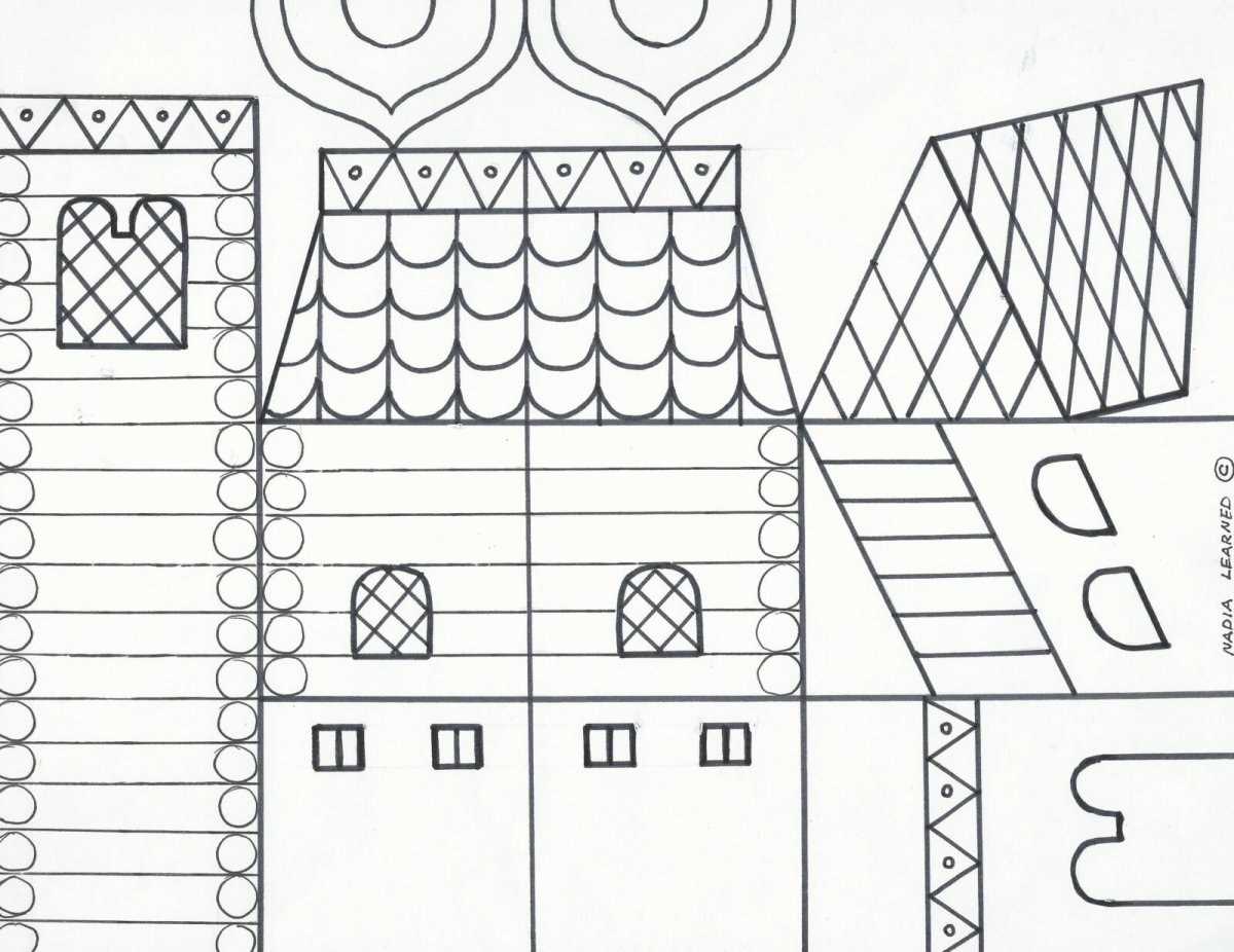 Дорисуй вторую половину домика