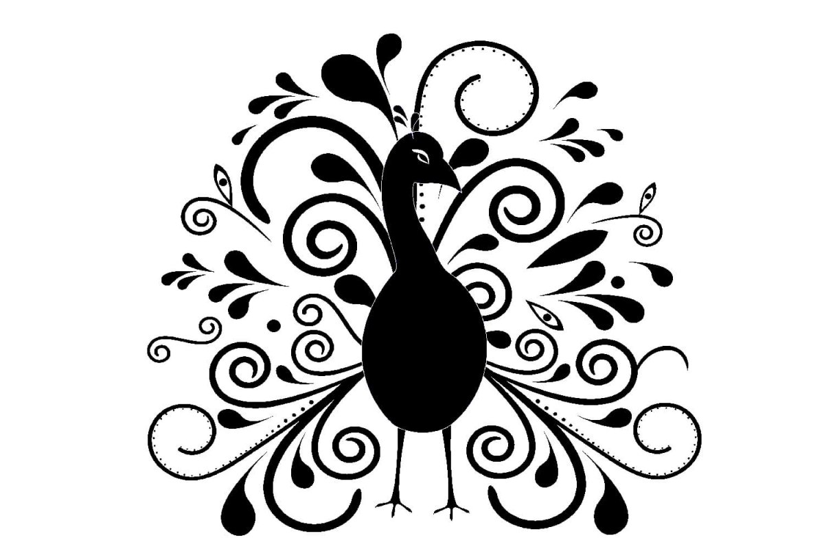 Силуэты павлинов