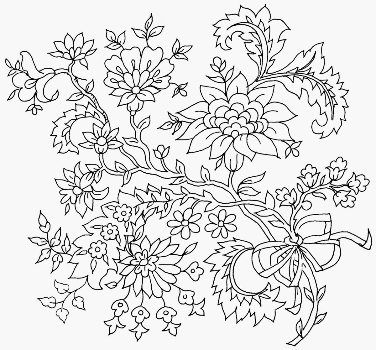 Цветочные узоры для вышивки гладью