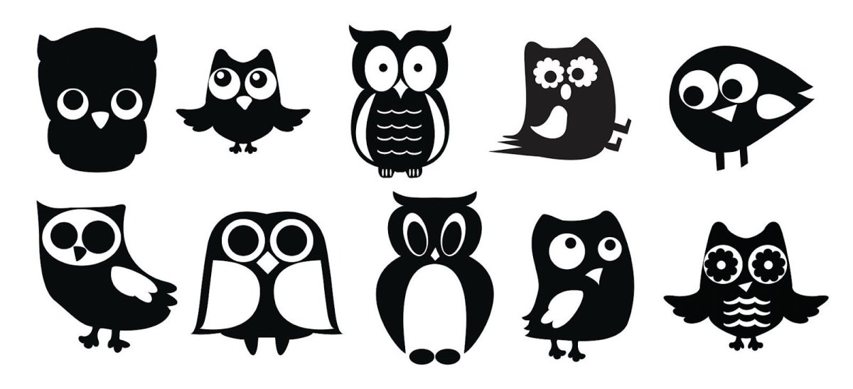 Сова трафарет для броши