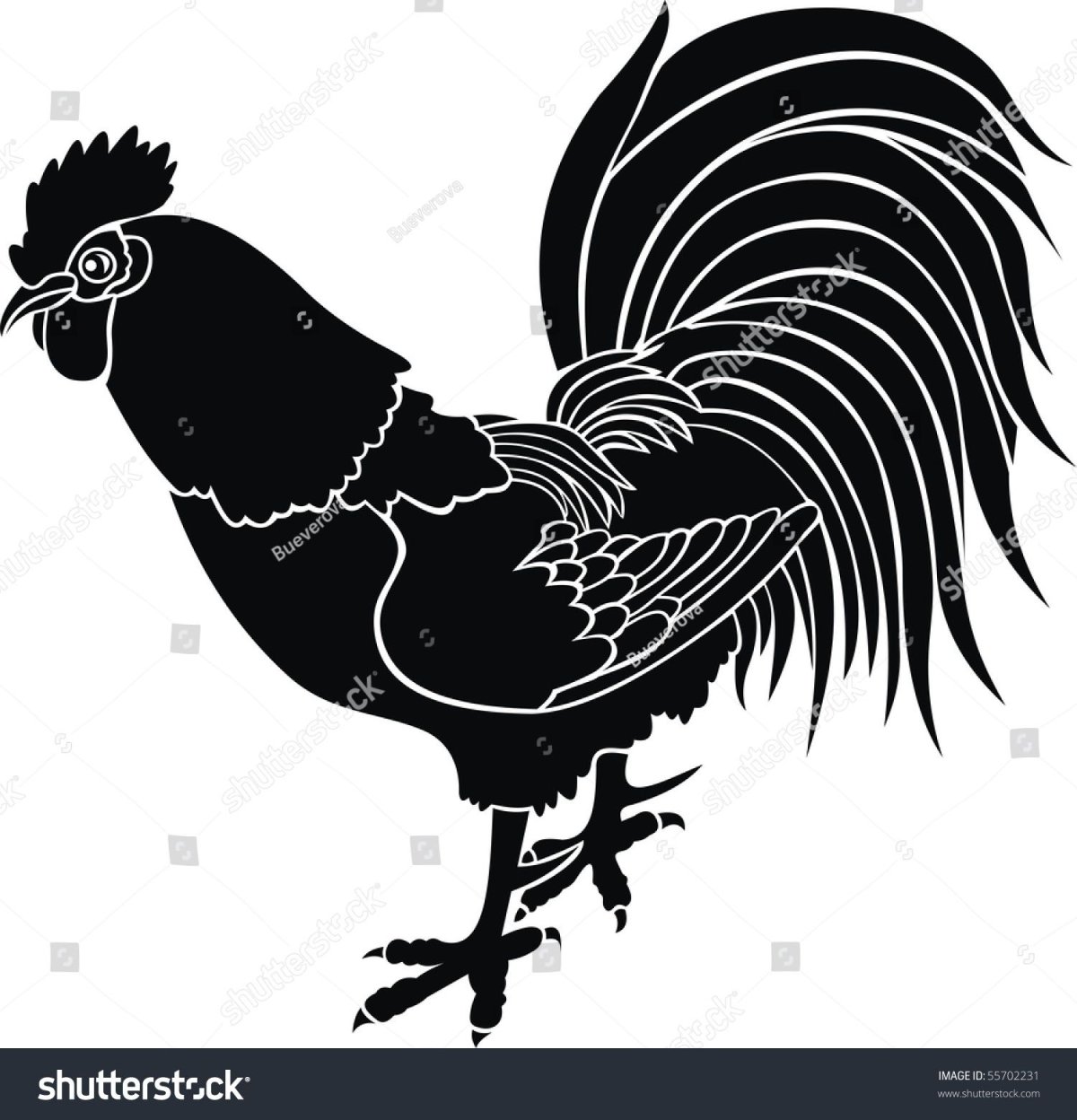 Петух силуэт стилизованный