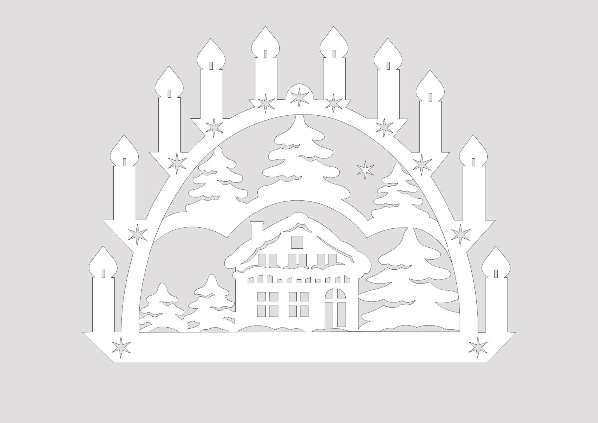 Трафарет домика для вырезания на окно