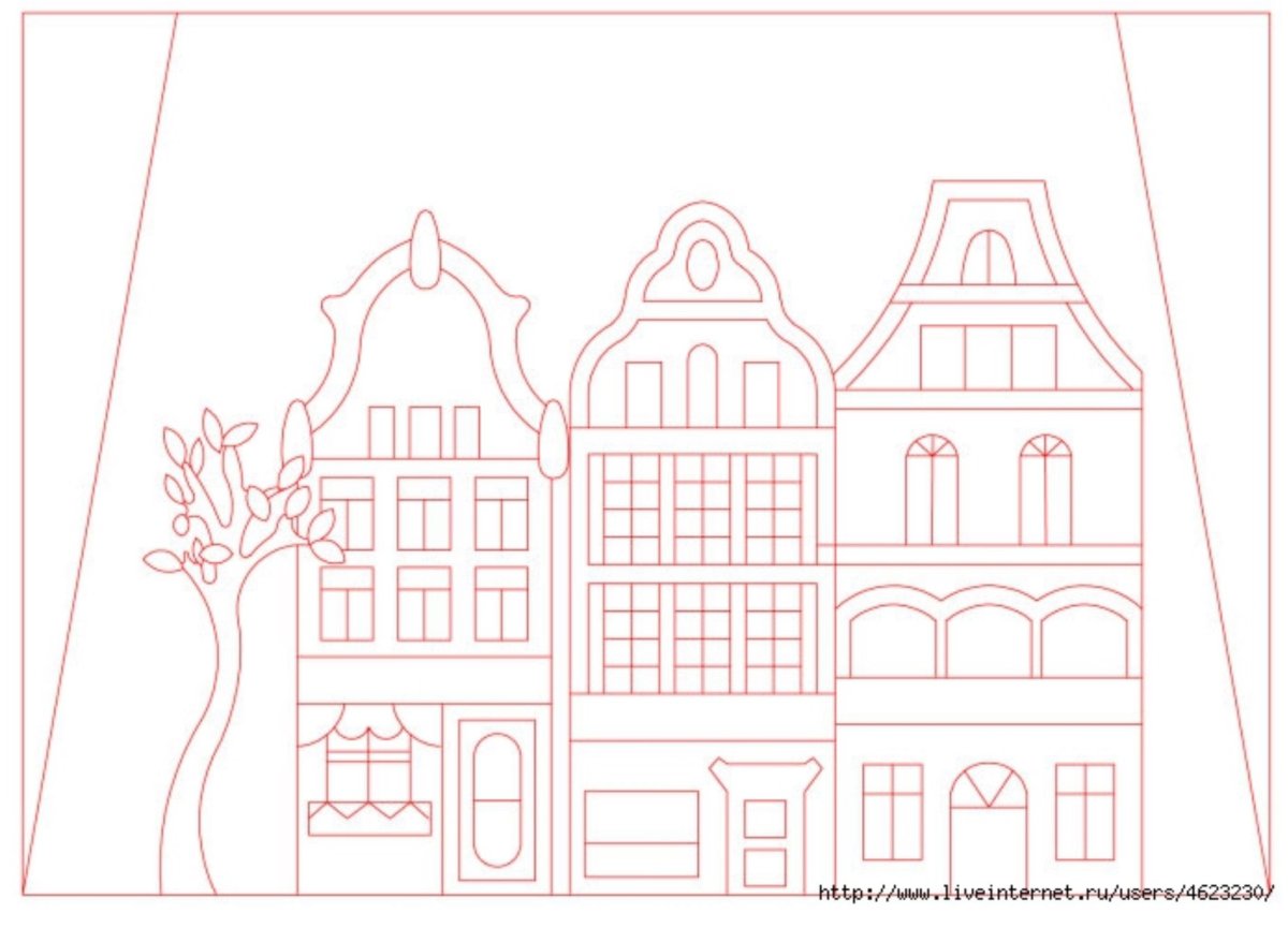 Аппликация домики в городе