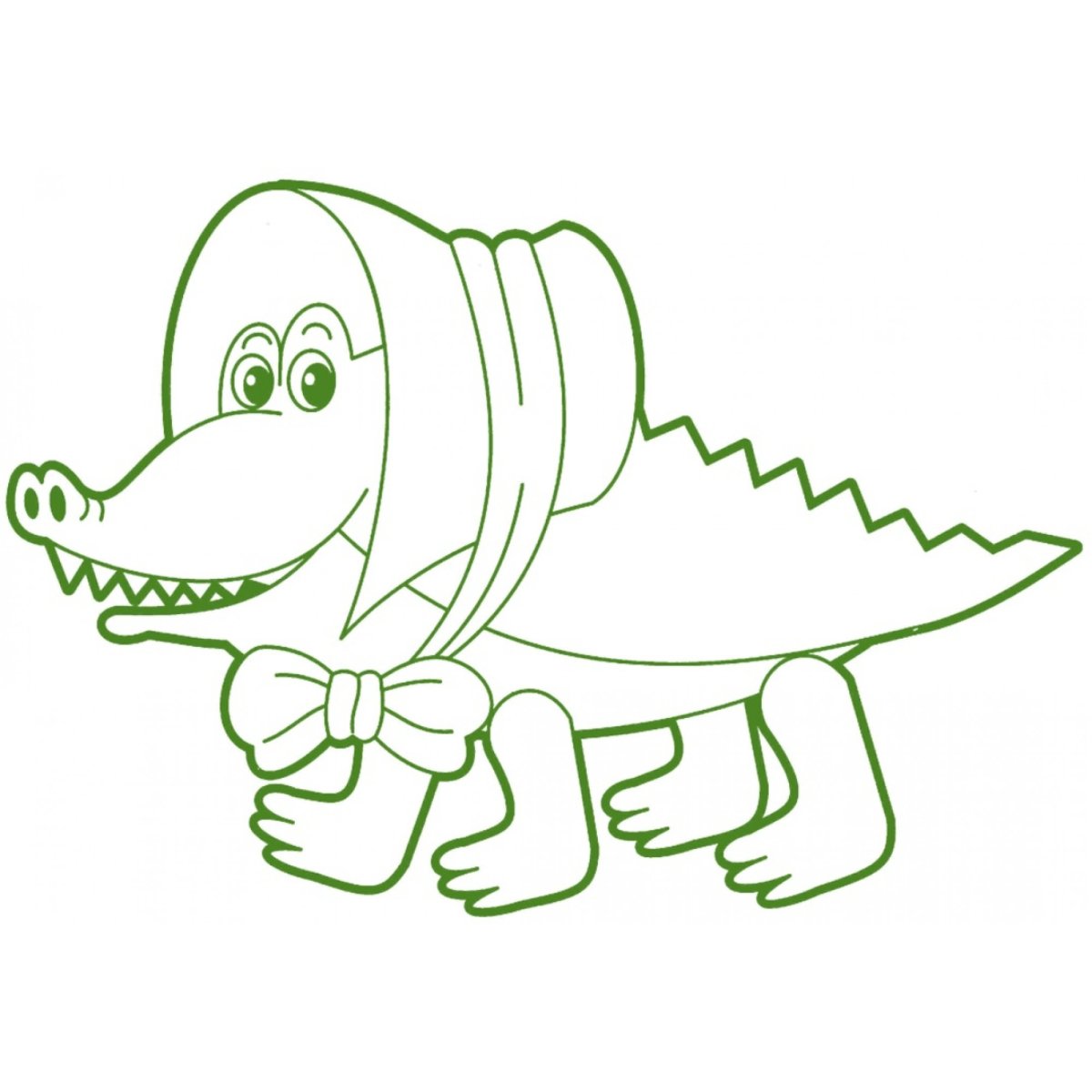 Крокодил с рыбкой раскраска