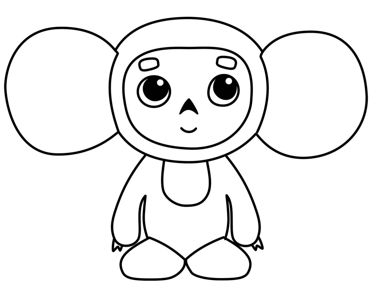 Чебурашка раскраска для детей