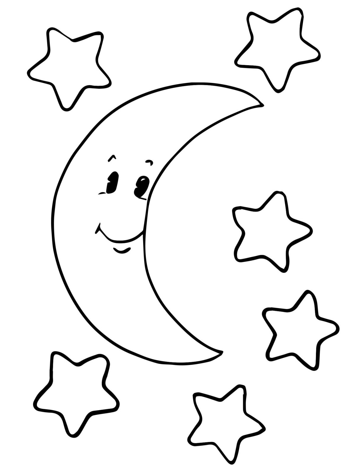 Трафарет Луны и звезд для вырезания